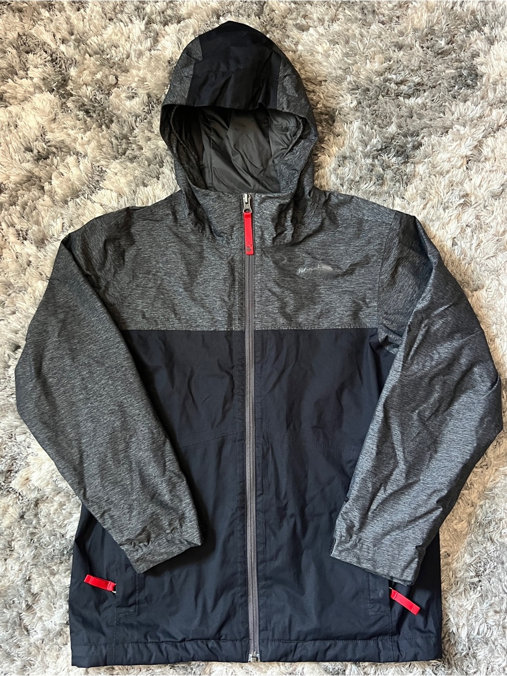 The North Face Kids' Hooded Two-Tone Black Gray Zip Up Jacket Size Medium 10/12
